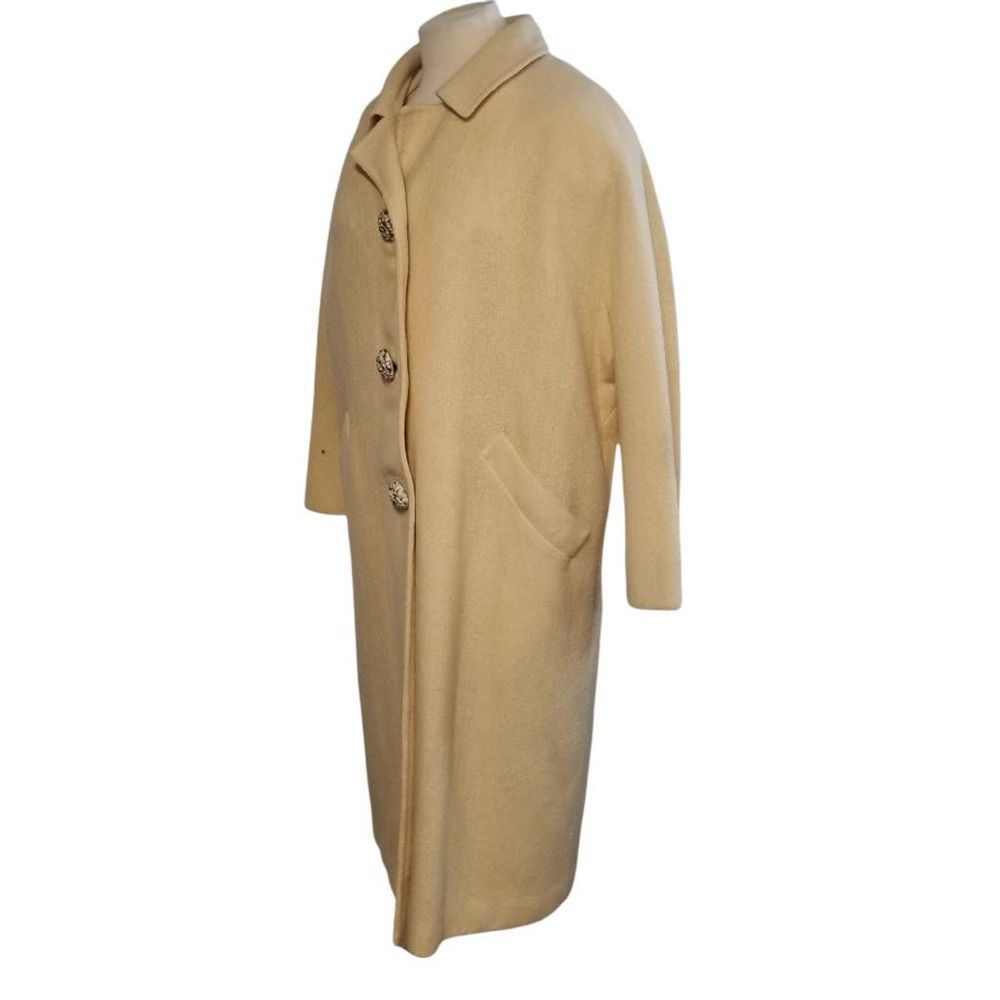 Jean Sutton Womens Wool Overcoat Cream Vintage Rhinestone Button Up Petite 1X